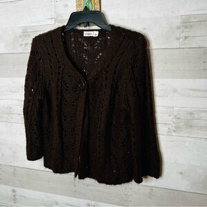 Vintage Brown Crochet Open Sweater